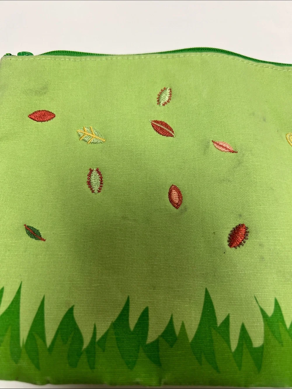 Barnes & Noble Bright Green with Colorful Bird &Tree Design Canvas Pencil Case